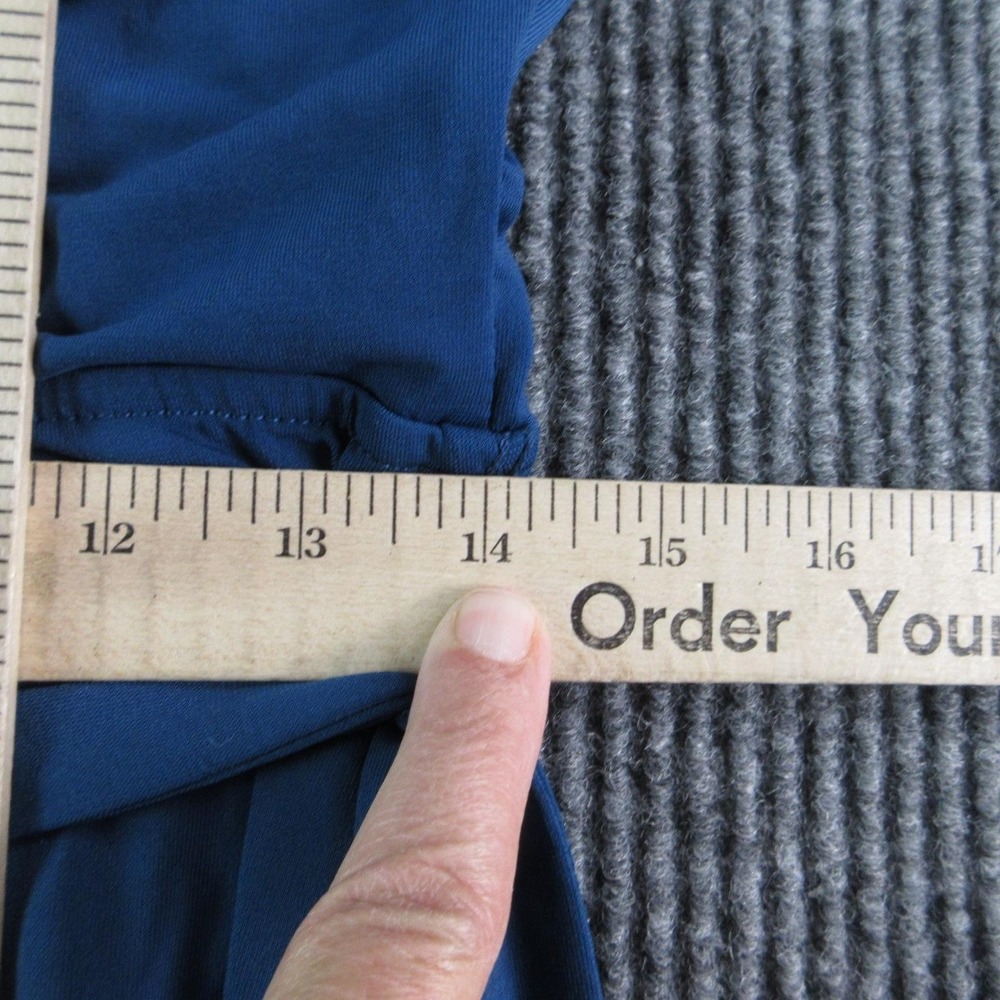 Montgomery Post Jumpsuit Womens M Petite Blue Belted Pleated V-Neck Wide Leg NWT - Picture 13 of 16